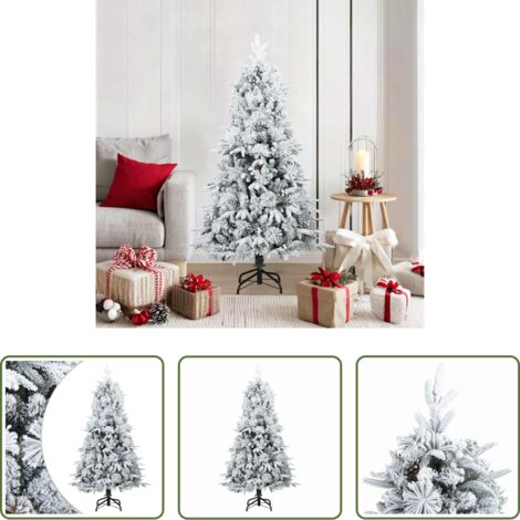Albero di Natale -  Albero di Natale Artificiale Snodato Foderato di Neve Bianco