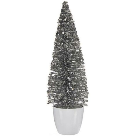 Albero di Natale - Argento e Bianco - Plastica - Misura Media 10 x 33 x 10 cm - Interno
