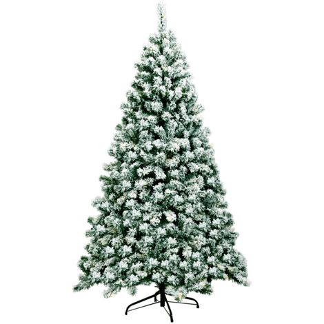 Albero di Natale artificiale 180cm con cerniera 250 luci LED Pino innevato illuminato 928 rami e base