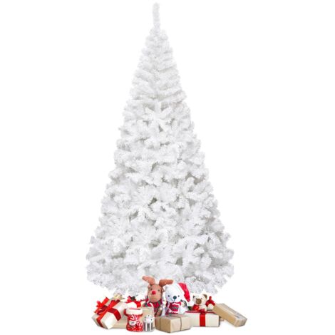 Albero di Natale artificiale 210cm in PVC con 950 rami supporto in metallo piedi in gomma Bianco
