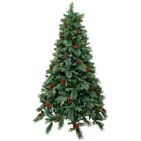 Albero di Natale Artificiale 240 cm Rami Pigna del Gargano Verde con Pigne