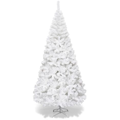 Albero di Natale artificiale 240cm in PVC con 1138 rami supporto in metallo piedi in gomma Bianco