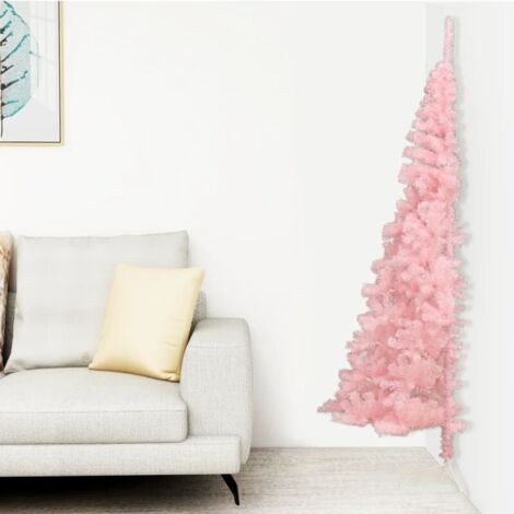 Albero di Natale Artificiale a Metà con Supporto Rosa 180cm PVC vidaXL