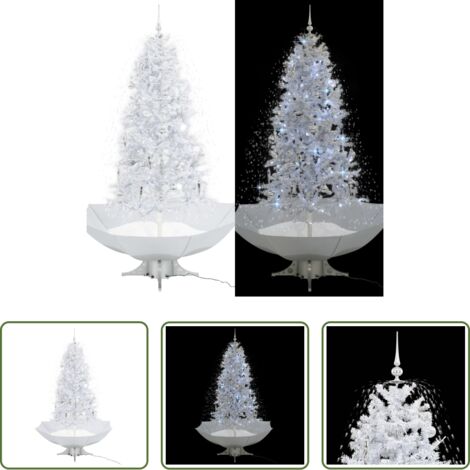 Albero di Natale artificiale -  Albero di Natale con Neve e Base a Ombrellone Bianco 190 cm