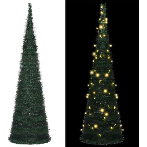 Albero di Natale Artificiale Apribile Preilluminato Verde 150cm vidaXL