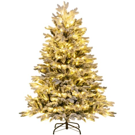 Albero di Natale artificiale con punte di rami PE PVC luci LED bianche calde Albero flocked 135cm