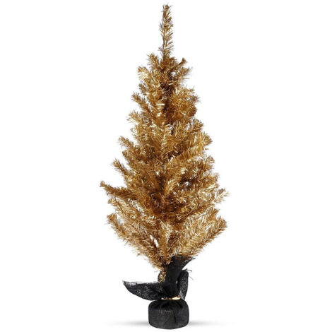 ALBERO DI NATALE ARTIFICIALE DORATO, PICCOLO ALBERO DI NATALE PER SCRIVANIA, TAVOLO, DECORAZIONE NATALIZIA