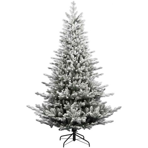 Albero di Natale Artificiale Floccato Effetto Realistico Innevato 210 cm 1000 Rami Montaggio a Ombrello Effetto Neve