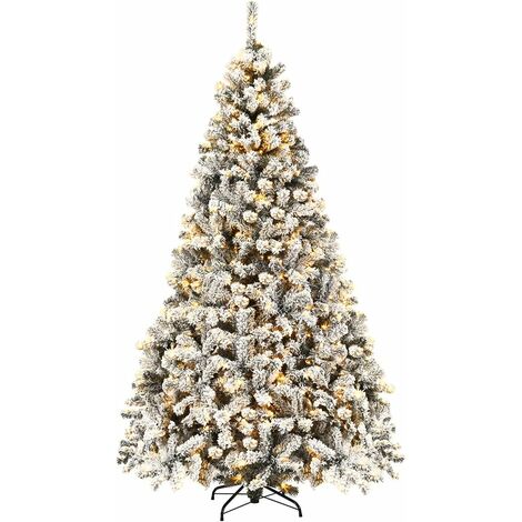 Albero di Natale Artificiale in Floccato e PVC con 600/1010/1498 Rami, 250/450/550 Luci a LED per Creare Atmosfera Calda di Natale, Ideale all’Interno e all’Esterno (225 cm)