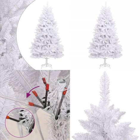 Albero di Natale Artificiale Incernierato con Base Bianco 240cm - Albero di Natale Incernierato - Albero di Natale con Base