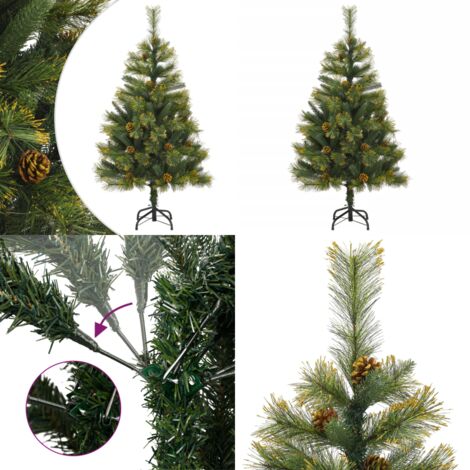Albero di Natale Artificiale Incernierato con Pigne 150 cm - Albero di Natale Incernierato - Albero di Natale con Pigne