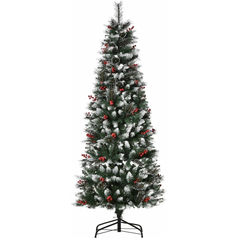 Albero di Natale Artificiale Innevato 180 cm 539 Rami con Bacche Verde