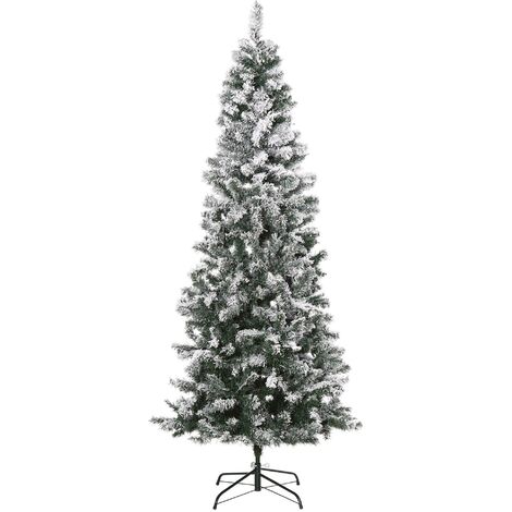 Albero di Natale abete artificiale bianco innevato 180 cm Fiocco Slim 560  rami