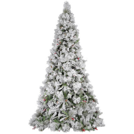 Albero di Natale Artificiale Innevato 240 cm 77 Rami Argentato delle Murge Verde