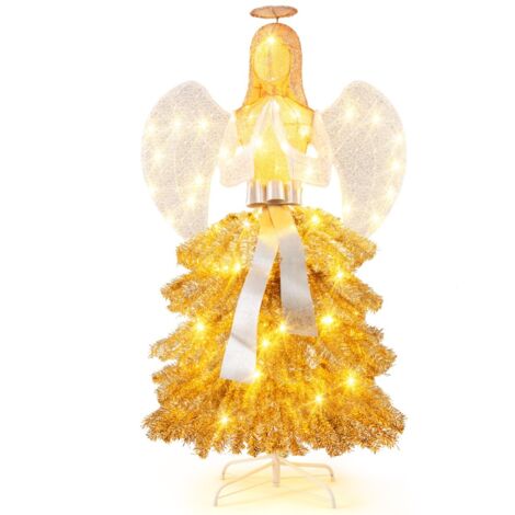 Albero di Natale artificiale luminoso con angelo da 157cm decorazione natalizia luci LED