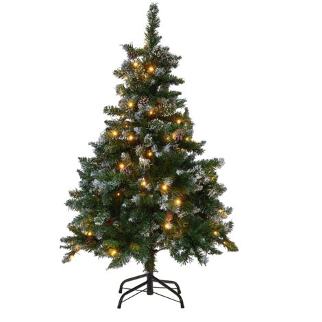 Albero di Natale Artificiale Pre-Illuminato Verde Innevato Base Nera 120 cm Palomar
