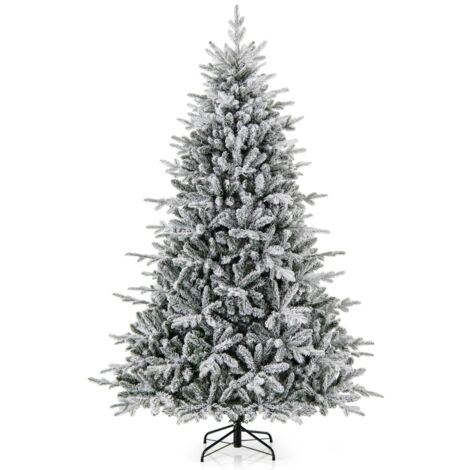 Albero di Natale artificiale rivestito di neve di 218cm con cerniera e 8 modalità luminose