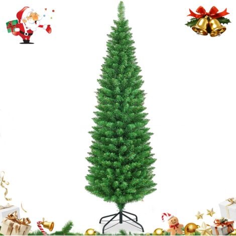 SDLOGAL Albero di Natale Artificiale, Ultrixe Albero di Natale Artificiale Slim Folto 180cm, con Base in Metallo, Facile Montaggio, PVC Ignifugo, Decorazione natalizia riutilizzabile, Verde