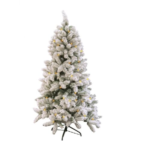 Albero di Natale Bianco Innevato alto 180 ricco di 660 punte 280 luci led gialle bianco caldo PVC Magia Natalizia elegante apertura ad ombrello