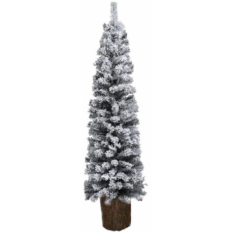 Albero di natale bianco innevato con tronco in legno slim alto cm150 180 210 240  o solo albero stretto decorazioni addobbi - MISURA: Albero con tronco cm 180