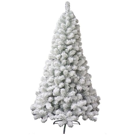 Albero di Natale Bianco Innevato pan di zucchero alto 210 ricco di 655 punte PVC Magia Natalizia elegante apertura ad ombrello