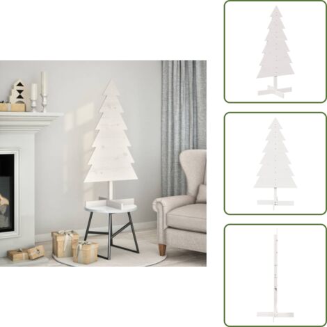 Albero di Natale Bianco - vidaXL Albero di Natale Decorativo Bianco 120cm Legno Massello di Pino - Albero di Natale Rustico