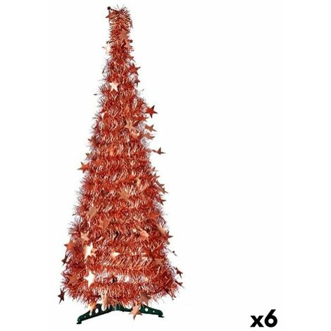 Set Albero di Natale Slim con LED e Palline Rosa 210 cm PVC - AMDGarden