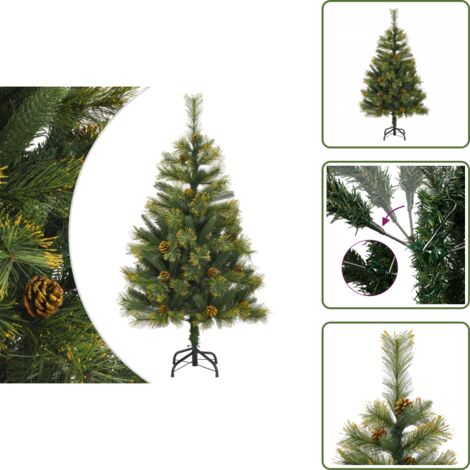 Albero di Natale con Aghi - vidaXL Albero di Natale Artificiale Incernierato con Pigne 150 cm - Albero di Natale in PVC