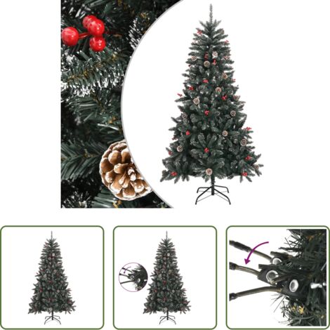 Albero di Natale con Base -  Albero di Natale Artificiale con Base Verde 180 cm PVC