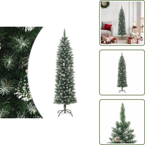 Albero di Natale con Base - vidaXL Albero di Natale Artificiale Sottile con Base 180 cm PVC - Albero di Natale in PVC
