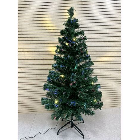 Albero di Natale con Fibre Ottiche Multicolore + Luci LED Bianco Caldo 120 cm 130 Rami F4957 Altezza 120 cm Con Fibre Ottiche RGB + Luci LED Flashing