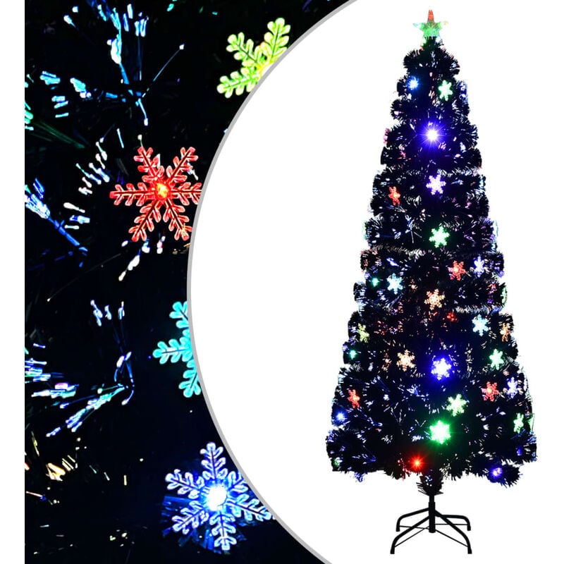 Albero Natale con Fiocchi di Neve a LED Nero 240cm...