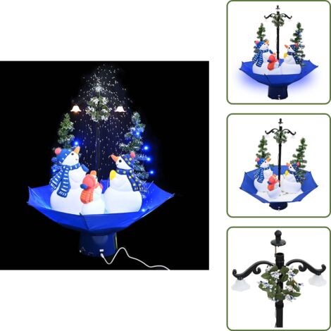 Albero di Natale con luci - vidaXL Albero di Natale con Nevicata e Base ad Ombrello Blu 75 cm PVC - Albero di Natale con melodia