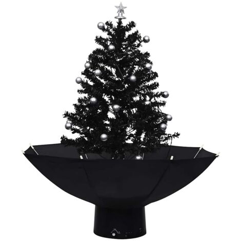 Albero di Natale con Nevicata e Base ad Ombrello Nero 75 cm PVC vidaXL