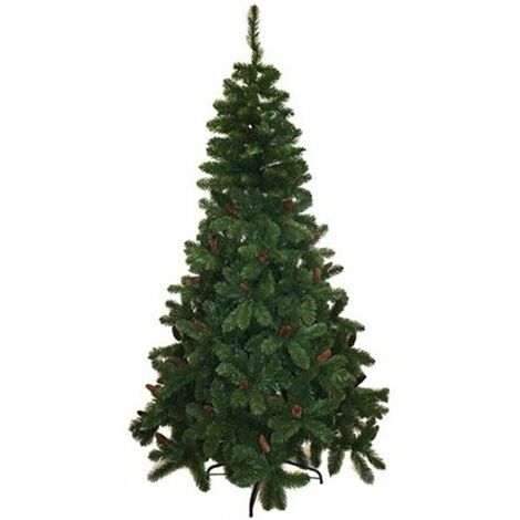 Albero di natale con pigne artificiale verde folto alto addobbi casa cm 180 210 ignifugo facile apertura ad ombrello - MISURA: cm 210