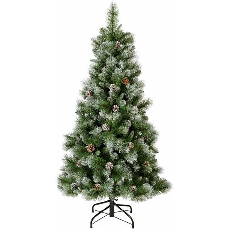 BOP Albero Di Natale Innevato Con Pigne Dafne 240 Cm, Con Borsa Omaggio,  Molto Folto E Realistico, Sistema Automatico Di Apertura A Ombrello,  Fogliame in PVC e PP, Albero Artificiale Floccato 