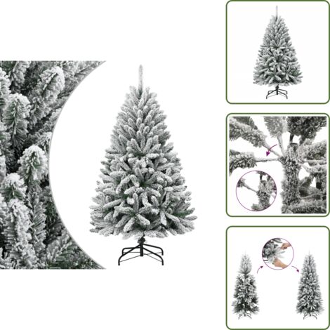 Albero di Natale con punte in PVC - vidaXL Albero Natale Artificiale Incernierato con Neve Fioccata 150 cm - Albero di Natale con struttura a cerniera