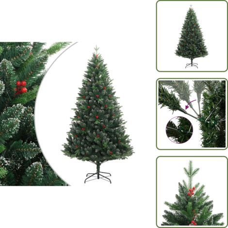 Albero di Natale con punte - vidaXL Albero Natale Artificiale Incernierato con Bacche Rosse 240 cm - Albero di Natale in PVC
