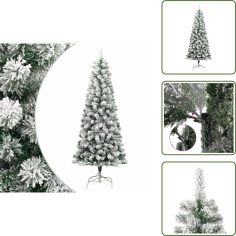 Albero di Natale con punte - vidaXL Albero Natale Artificiale Incernierato con Neve Fioccata 240 cm - Albero di Natale con base in ferro