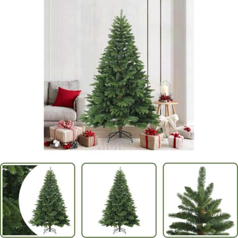 Albero di Natale con Rami Pieghevoli -  Albero di Natale Artificiale con Rami Pieghevoli Verde 210 cm