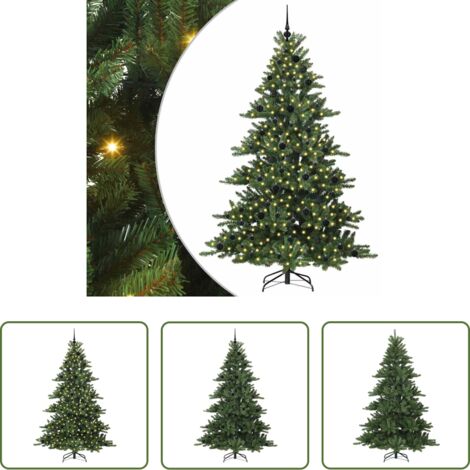 Albero di Natale con Rami Pieghevoli -  Albero di Natale Artificiale con Rami Pieghevoli Verde 210 cm