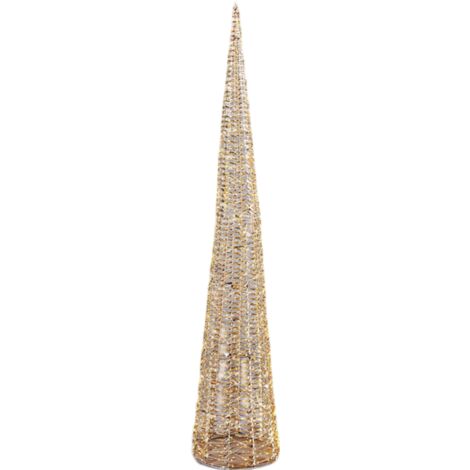 Albero di Natale cono con luci a led Color Oro decorazione natalizia -120 cm