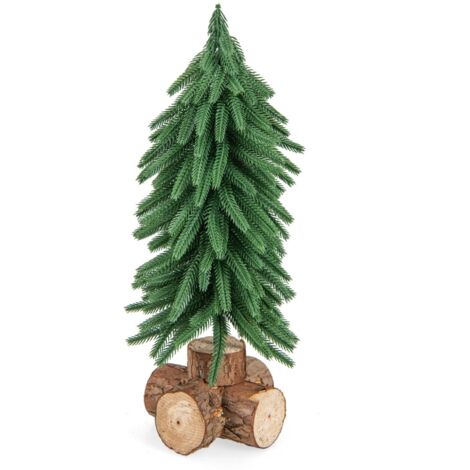 Albero di Natale da tavolo con 200 punte e base in legno massello, mini da 40cm