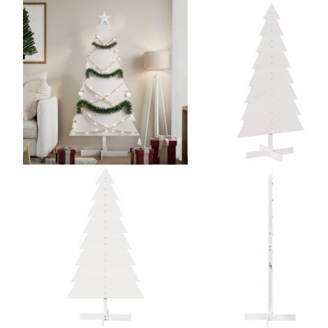 Albero di Natale Decorativo Bianco 150 cm in Legno di Pino - Decorazione Natale - Albero in Legno