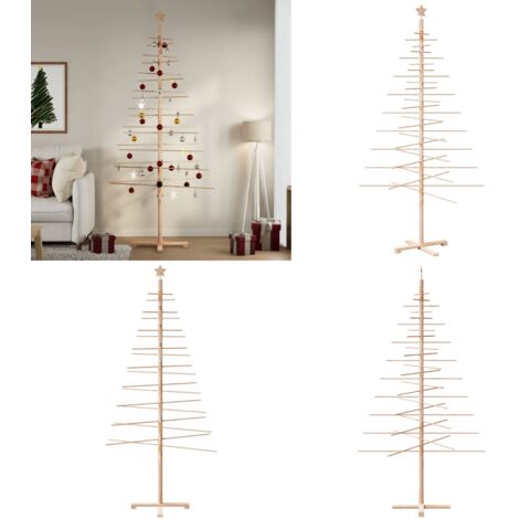 Albero di Natale Decorativo in Legno 210 cm Legno Massello Pino - Decorazione festiva - Albero di Natale