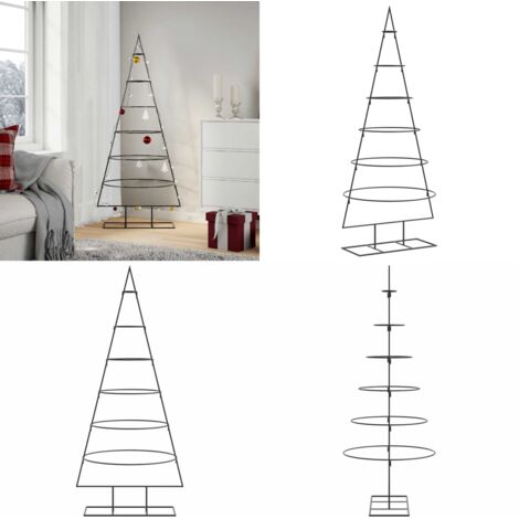 Albero di Natale Decorativo in Metallo Nero 150 cm - Decorazione fai da te - Albero di Natale moderno