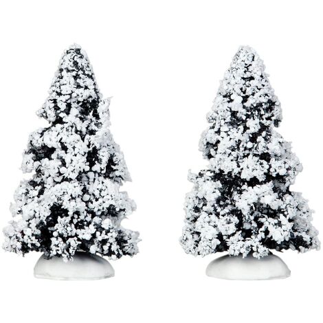 Albero di Natale Evergreen, accessori per villaggio di Natale, set di 2 pezzi
