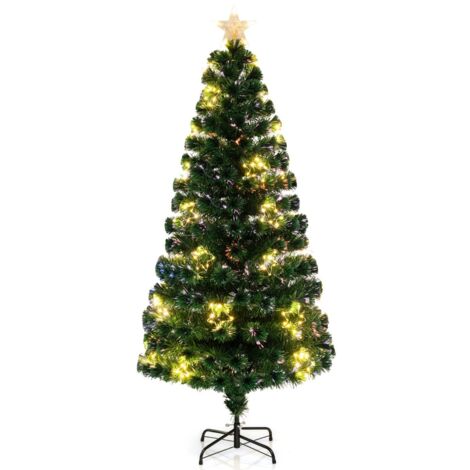 Albero di Natale fibra ottica 180cm, pre-illuminato con luci a stringa e stella in cima