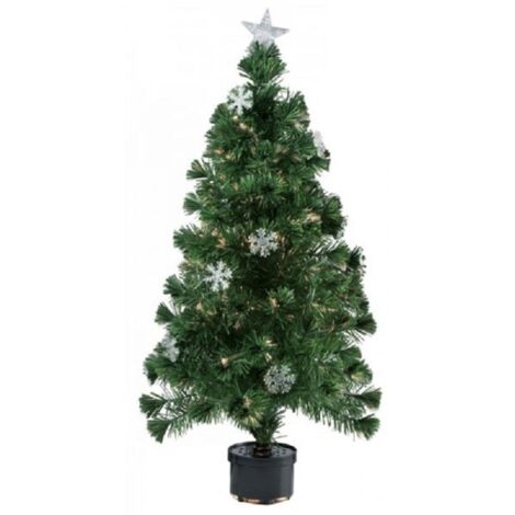 Albero Di Natale Fibra Ottica Snow 60cm 60 Punte 9 Fiocchi Di Neve Verde