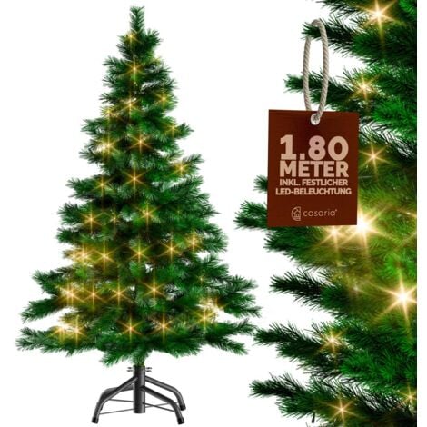 Albero di Natale finto 140/150/180cm Incl. supporto metallico abete artificiale incl. lucine LED e/o decorazioni natalizie Mix/PE/PVC Standard 180cm